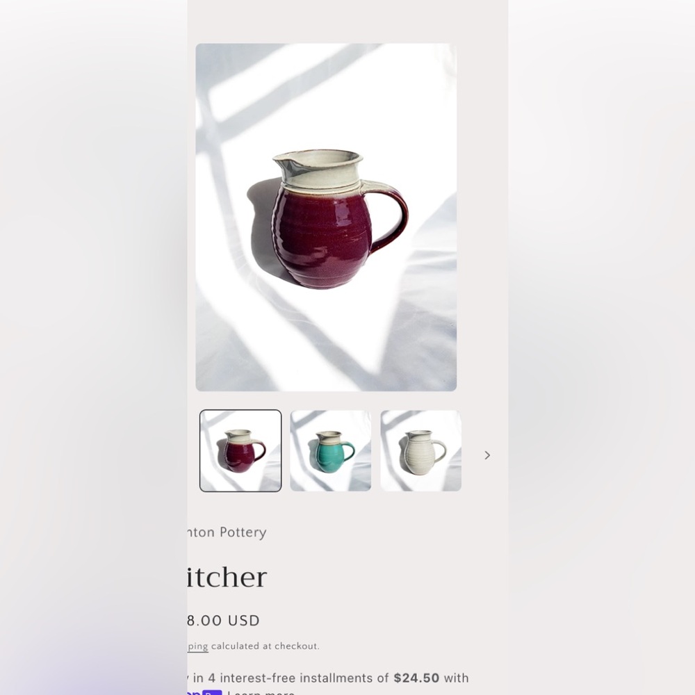 Rustic Red and Cream Pottery Pitcher and Mug Set - Picture 6 of 7